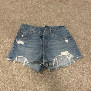 Levi's Blue Distressed Jean Shorts